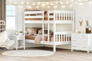 Peri Bunk Bed with 2 Mattress - White at online8 furniture store Auckland