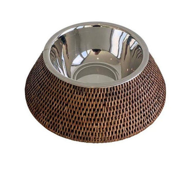 Pet Food/Water Bowl With Rattan Sleeve at online8 furniture store Auckland