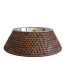 Pet Food/Water Bowl With Rattan Sleeve at online8 furniture store Auckland