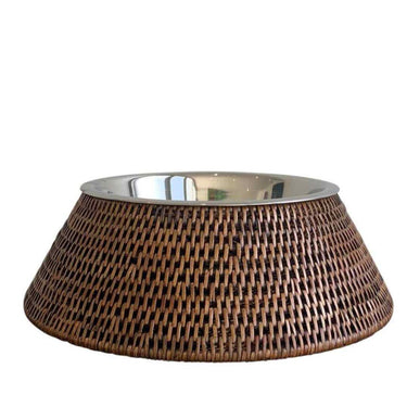 Pet Food/Water Bowl With Rattan Sleeve at online8 furniture store Auckland