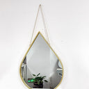 Sara teardrop wall mirror 50 x 70cm in a slim gold surround hung from a cord