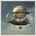 Flying Machines II childrens canvas wall art panel in a chalk frame