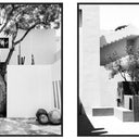 Medina canvas wall art set of two black and white North African architecture studies in black frames