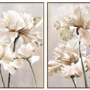 Whispers of Blooms canvas wall art with hand-painted floral overlay in an oak frame