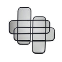 Talla panelled wall mirror with overlapping rectangular panels in a dark metal frame