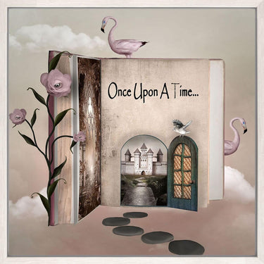 Fairy Tale I childrens canvas wall art panel in a chalk frame