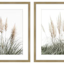 Coastal Calm framed wall art print in an oak colour frame