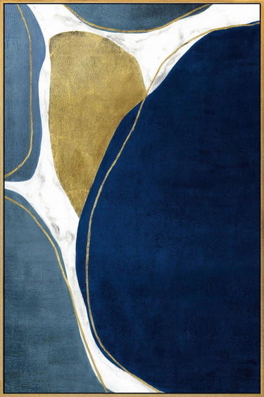 Goldmine II panel with gold foil embellishment in a gold L-frame