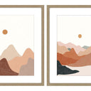 Pinnacle I and II framed wall art set of two abstract prints in oak frames with white mats