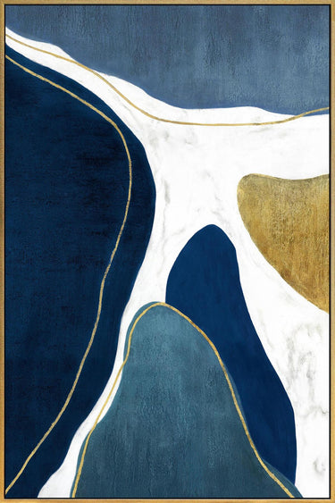 Goldmine I panel with gold foil embellishment in a gold L-frame