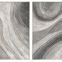 Moondust set of two heavily textured pale grey paintings in whitewash L-frames