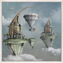 Flying Machines I childrens canvas wall art panel in a chalk frame