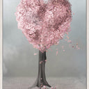I've Got Your Heart childrens canvas wall art, pink blossom tree shaped like a heart in a chalk frame