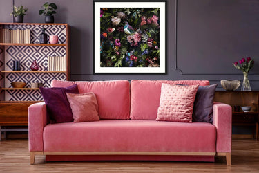 Secret Garden framed wall art shown in a room setting