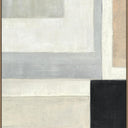 Mellow Mood II canvas wall art colour block abstract in cream grey rust and black, oak L-frame