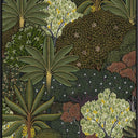 Plantation canvas wall art with dense tropical foliage in deep green rust and cream, black frame