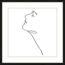 Poise framed wall art, single line drawing of a face in profile with white matt and black frame
