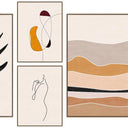 Baja gallery set of five canvas wall art pieces in oak L-frames, desert tones