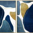 Goldmine I and II gold foil canvas wall art set of two in gold L-frames