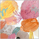 Gelato canvas wall art with bright orange pink and yellow blooms in a white L-frame