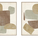 Suede I and II canvas wall art set of two muted abstracts in oak coloured L-frames