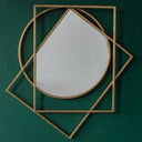 Eclipse wall mirror with domed mirror and offset gold square frame