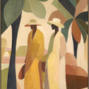 Stroll I canvas wall art panel in an oak colour frame
