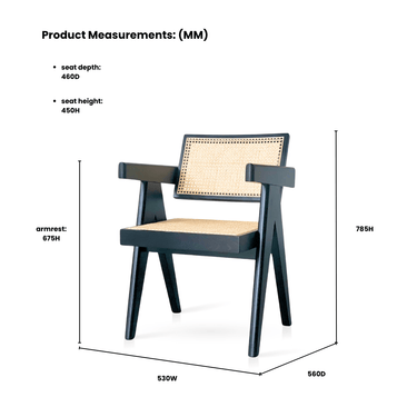 Pierre Rattan Armchair | Dining Chair - Black at online8 furniture store Auckland