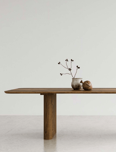 Pillar Dining Table - Brown Oak 2400mm at online8 furniture store Auckland