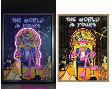 Pink Panther Pop Art with Neon Lights at Online8 Furniture Auckland NZ