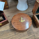 Pocket Brass Compass with Round Wooden Box at online8 furniture store Auckland