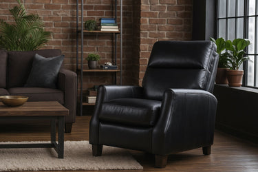 Pompei Aged Leather Recliner Chair - Belon Black at online8 furniture store Auckland