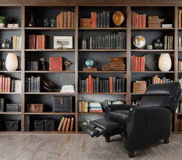 Pompei Aged Leather Recliner Chair - Belon Black at online8 furniture store Auckland