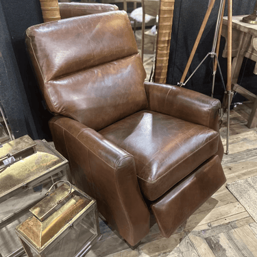 Pompei Aged Leather Recliner Chair - Vintage Cigar at online8 furniture store Auckland