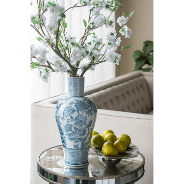 Porcelain Blue and White Fluted Vase at Online8 Furniture Auckland NZ