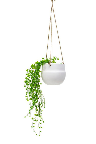 Porcelain Hanging Pot White at online8 furniture store Auckland