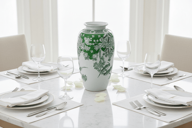 Porcelain Vase - Green & White at Online8 Furniture Auckland NZ