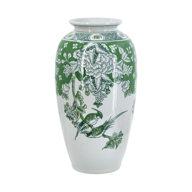 Porcelain Vase - Green & White at Online8 Furniture Auckland NZ