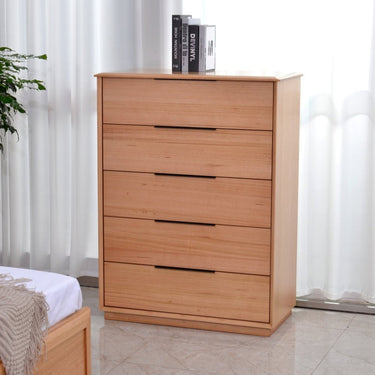 Porter 5dw Tallboy - Natural at online8 furniture store Auckland