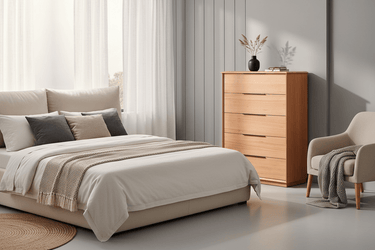 Porter 5dw Tallboy - Natural at online8 furniture store Auckland