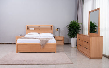 Porter Queen Bed with Bookcase + USB Socket+ LED light at online8 furniture store Auckland