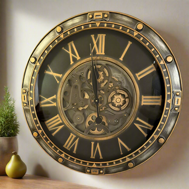 Porthole Gear wall Clock | Clocks NZ at online8 furniture store Auckland