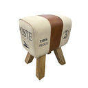 Prescott Upholstered Accent Stool – Leather & Canvas at Online8 Furniture Auckland NZ