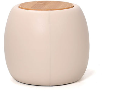 Tub Upholstered Side Table with Storage - Beige at Online8 Furniture Auckland NZ