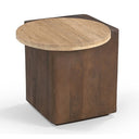 Verona Side Table with Travertine Top - Walnut at Online8 Furniture Auckland NZ