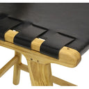 Skata Dining Chair - Teak Oil Wood & Black Leather at Online8 Furniture Auckland NZ