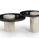 Elwood Iron & Travertine Coffee Table - Black at Online8 Furniture Auckland NZ
