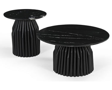 Avery Round Dining Table with Marble Top - Black at Online8 Furniture Auckland NZ