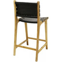 Skata Dining Chair - Teak Oil Wood & Black Leather at Online8 Furniture Auckland NZ