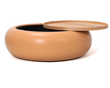 Tub Upholstered Coffee Table with Storage - Tan at Online8 Furniture Auckland NZ